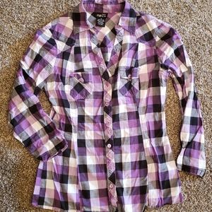 Rue21 Purple Plaid Button-Down Top